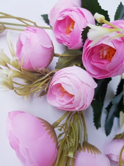 Bujor mini artificial tufa x10 roz 30cm - imagine 2