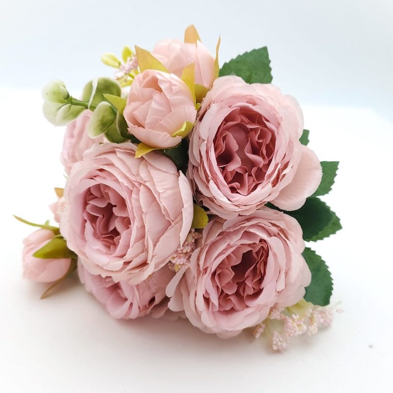 Trandafiri buchet x5 roz pal 27cm