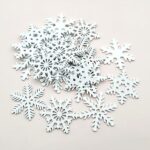 Figurina lemn Fulg de nea 6cm alb set 25buc