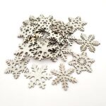 Figurina lemn Fulg de nea 6cm natur set 25buc