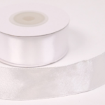 Panglica saten single Alb 2.5cm x 27m