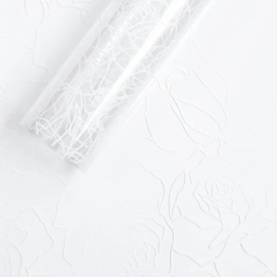 Celofan transparent model trandafir alb set x20