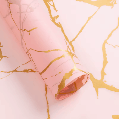 Coli hartie floristica impermeabila marmorata roz gold set 20