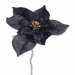 Floare Poinsettia artificiala Velvet Negru 30cm
