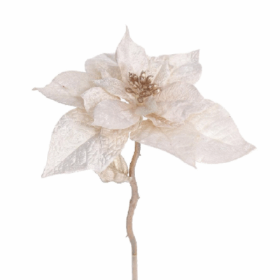 Floare Poinsettia artificiala Velvet Crem 30cm