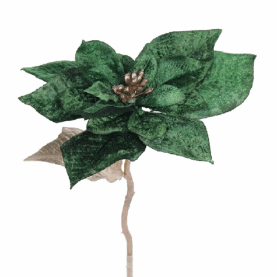 Floare Poinsettia artificiala Velvet Verde 30cm