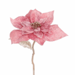 Floare Poinsettia artificiala Velvet Pink 30cm