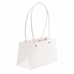 Sacosa model embosat romb cu maner alb set x5