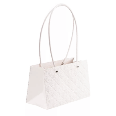 Sacosa model embosat romb cu maner alb set x5