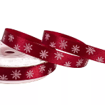 Panglica Satin single Bordo cu fulgi nea 1.2cm x20m