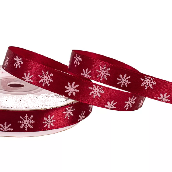 Panglica Satin single Bordo cu fulgi nea 1.2cm x20m Panglica Satin single Bordo cu fulgi nea 1.2cm x20m