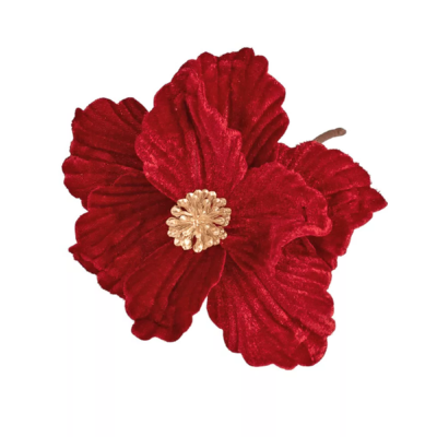 Floare Poinsettia Catifea Rosie H15 xD14cm