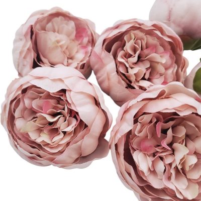 Capete flori artificiale Bujor D8cm roz set x6