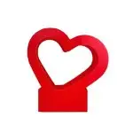 Cutie din hartie cu manere inima rosu