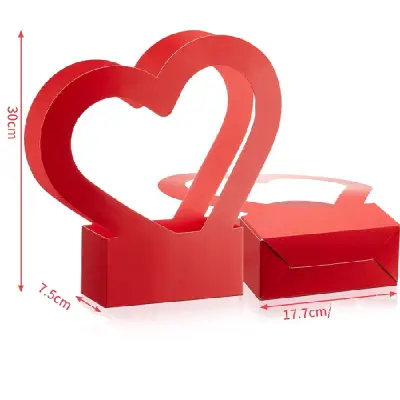 Cutie din hartie cu manere inima roz deschis - imagine 3