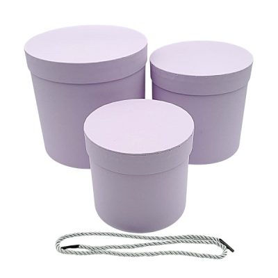 Set 3 cutii florale rotunde LAVANDA mat
