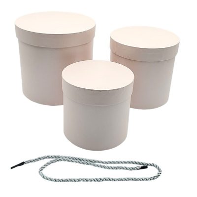 Set 3 cutii florale rotunde Roz pal sidef