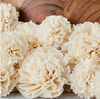 Capete Garoafa Ming 6cm alb-natur set x8