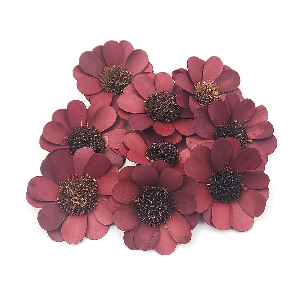 Margarete petale lemn 6cm BORDO x10 Margarete petale lemn 6cm Bordo x10