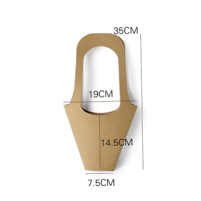 Set 5x Poseta flori hartie Kraft natur 32.5cm