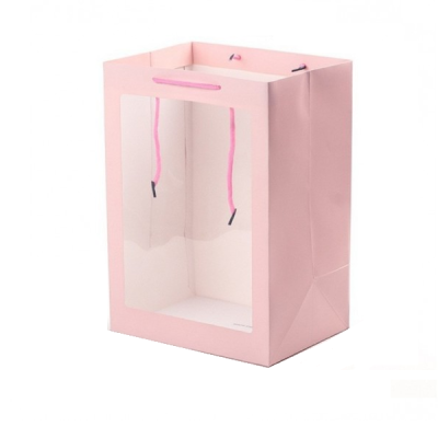 Punga din hartie cu fereastra roz pal