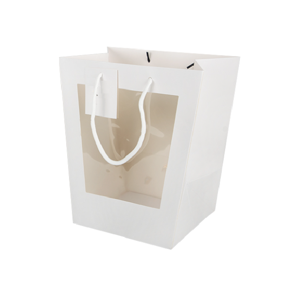 Punga din hartie trapez cu fereastra alba Punga din hartie trapez cu fereastra alba