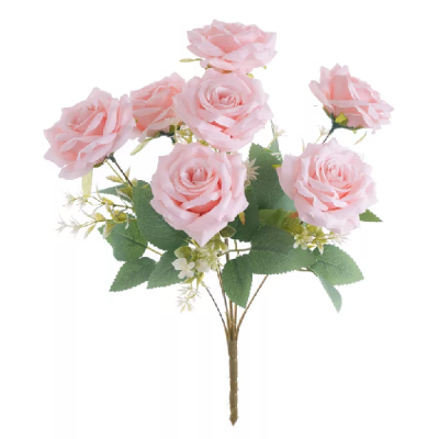 Trandafiri artificiali cu 7 flori Roz pal