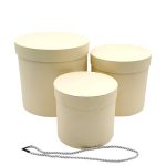 Set 3 cutii florale rotunde Vanilie sidef