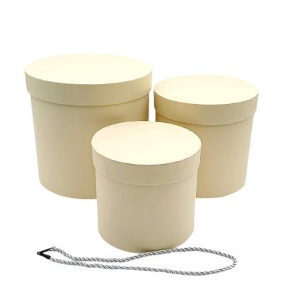 Set 3 cutii florale rotunde Vanilie sidef