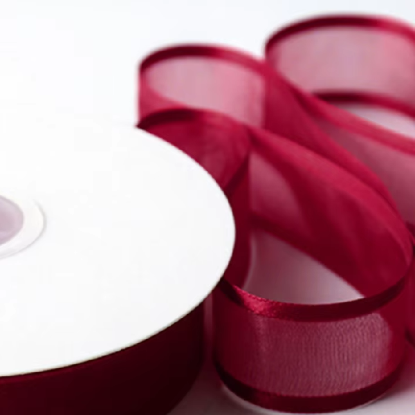 Panglica Organza, cu bordura 2cm×23m Bordo Panglica Organza, cu bordura 2cm×23m Bordo