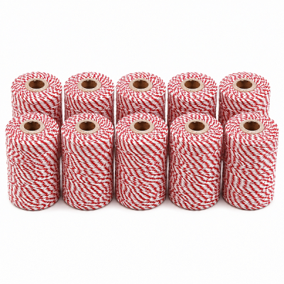 Set 10x Snur Martisor bumbac rasucit alb rosu