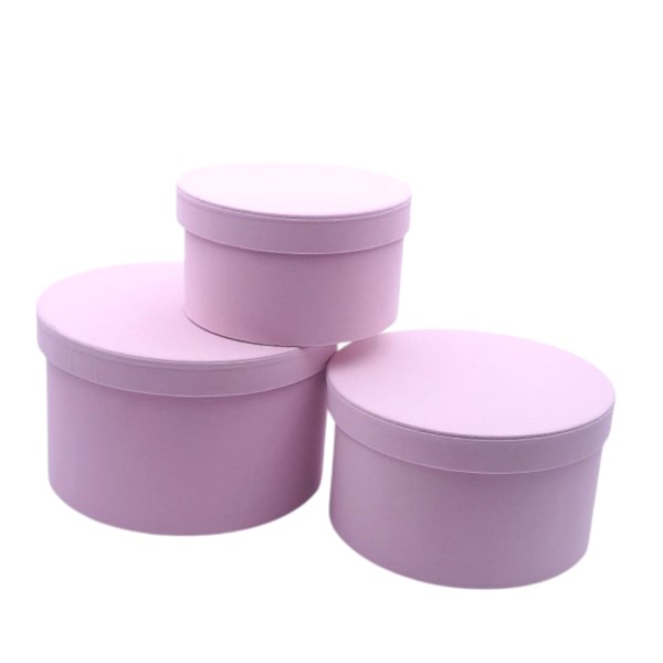 Set 3 cutii rotunde Catifea Roz pal Set 3 cutii rotunde Catifea Roz pal