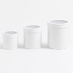 Set 3 cutii rotunde cu capac Albe