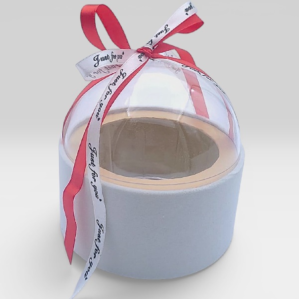 Cutie Catifea rotunda cu dom acrilic si funda satin, Ivory Cutie Catifea rotunda cu dom acrilic si funda satin, Ivory