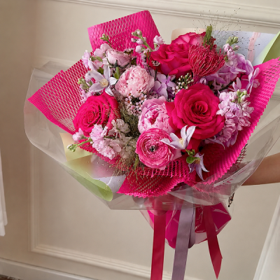 Rola hartie floristica tip fagure Roz