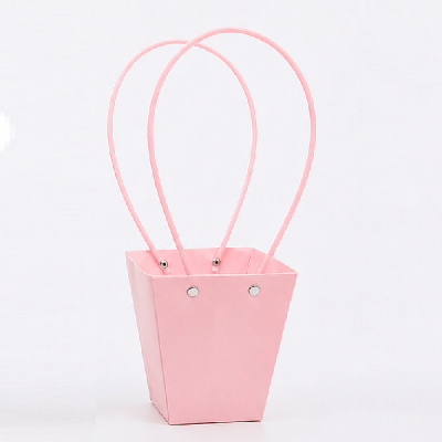 Set 10 buc Sacosa hartie, trapez 12cm Roz pal