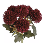 Crizantema artificiala cu 6 flori Merlot