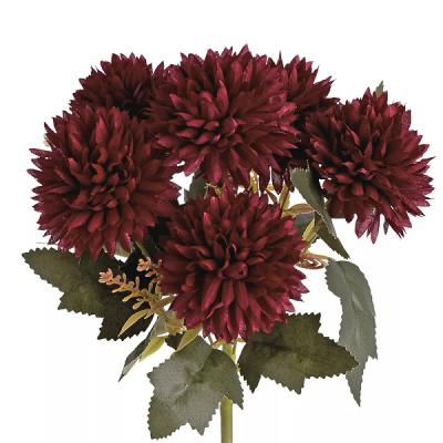 Crizantema artificiala cu 6 flori Merlot