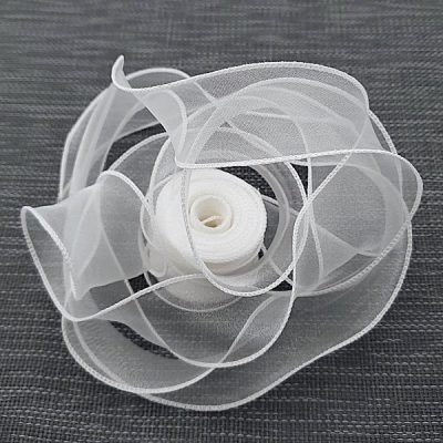 Panglica Organza, tivita 4cm×9m Alba