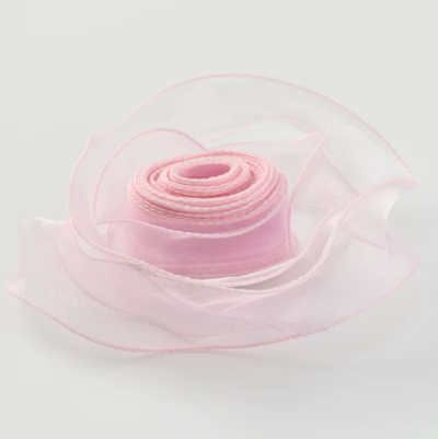 Panglica Organza, tivita 4cm×9m Roz Pal