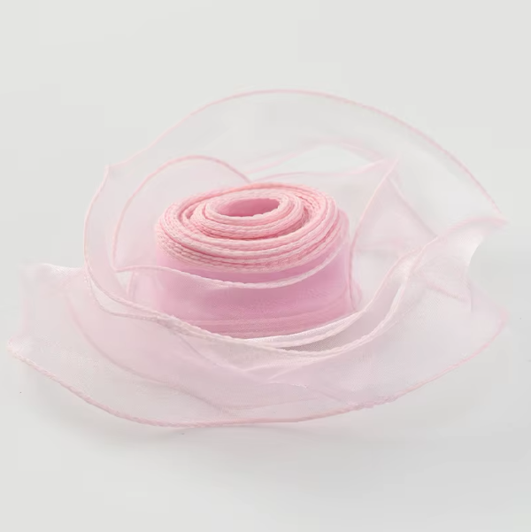 Panglica Organza, tivita 4cm×9m Roz Pal Panglica Organza, tivita 4cm×9m Roz Pal