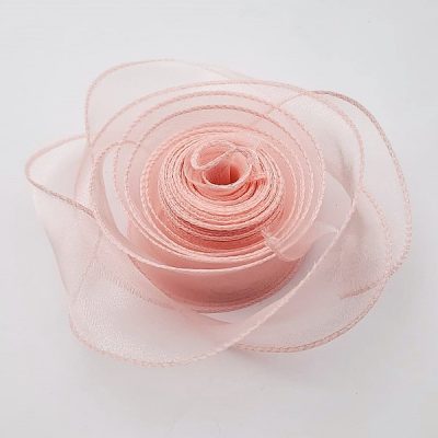 Panglica Organza, tivita 4cm×9m Roz Pudra