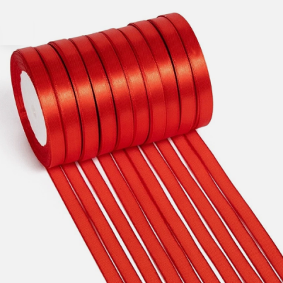 Set 10 role Panglica satin 1cm total 229m Rosu