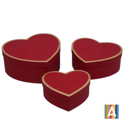 Set 3 cutii carton Inima Bordo
