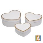 Set 3 cutii carton Inima Alba