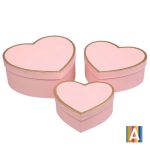 Set 3 cutii carton Inima Roz pal