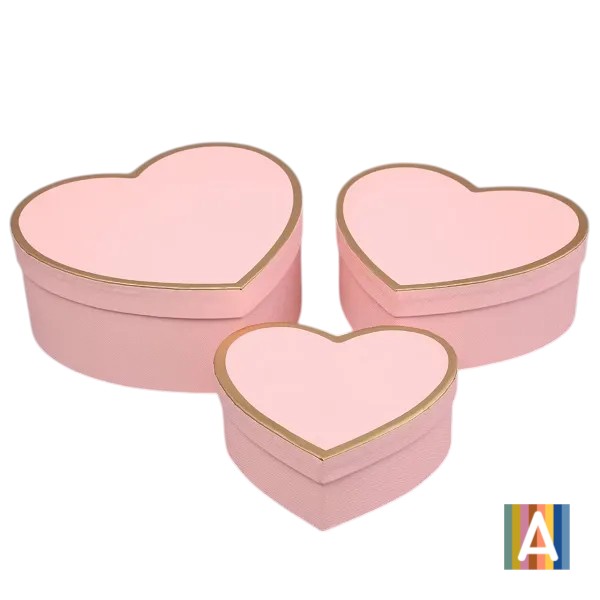 Set 3 cutii carton Inima Roz pal Set 3 cutii carton Inima Roz pal