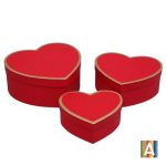 Set 3 cutii carton Inima Rosu